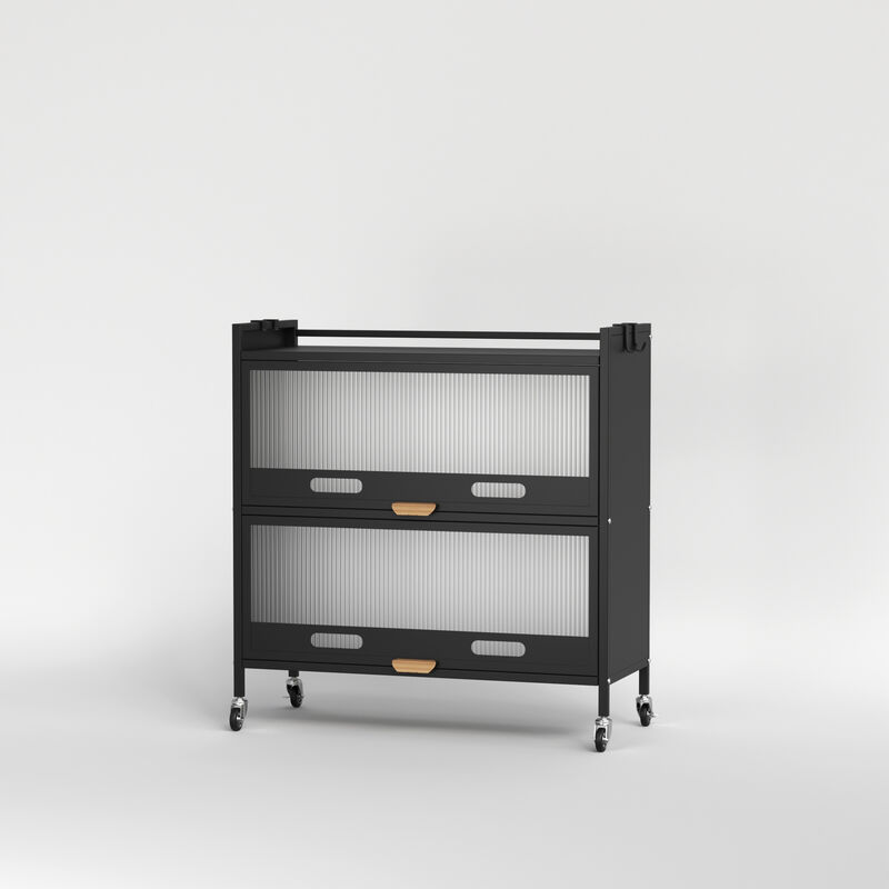 Mega Casa 31.5' Tall Steel 2-Door And 3-Layer Organization Cabinet