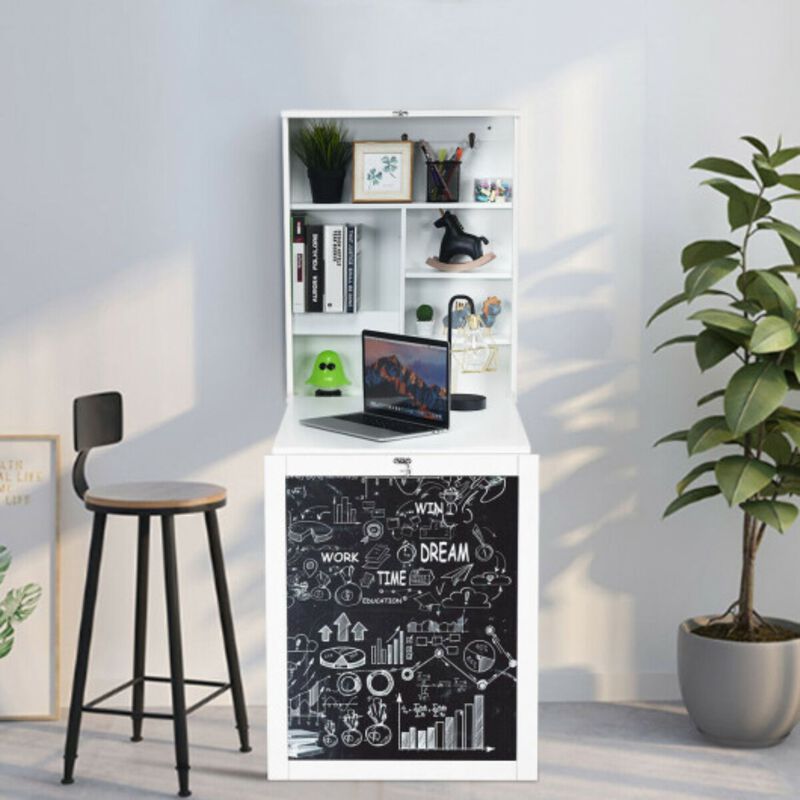 Convertible Wall Mounted Table with A Chalkboard