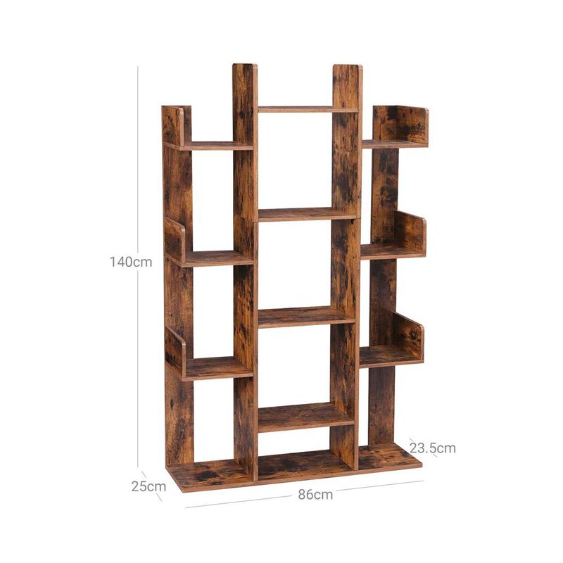BreeBe Rustic Brown Tree-shaped Wooden Bookcase
