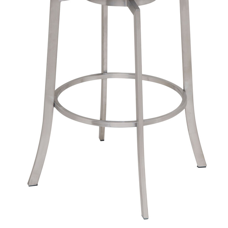 Viper  Counter Height Swivel Grey Faux Leather and Brushed Stainless Steel Bar Stool