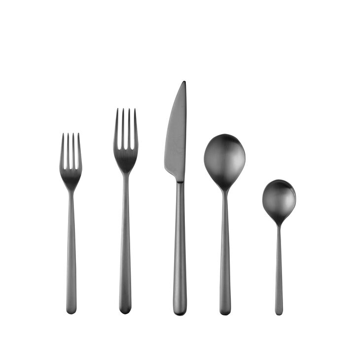 Linea 5 Piece Ice Black Gold Flatware Set