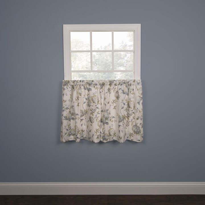 Ellis Curtain Abigail Design Printed Room Darkening Window Rod Pocket Pair Set With 2 Tiers - 2-Piece - 56x24", Porcelain