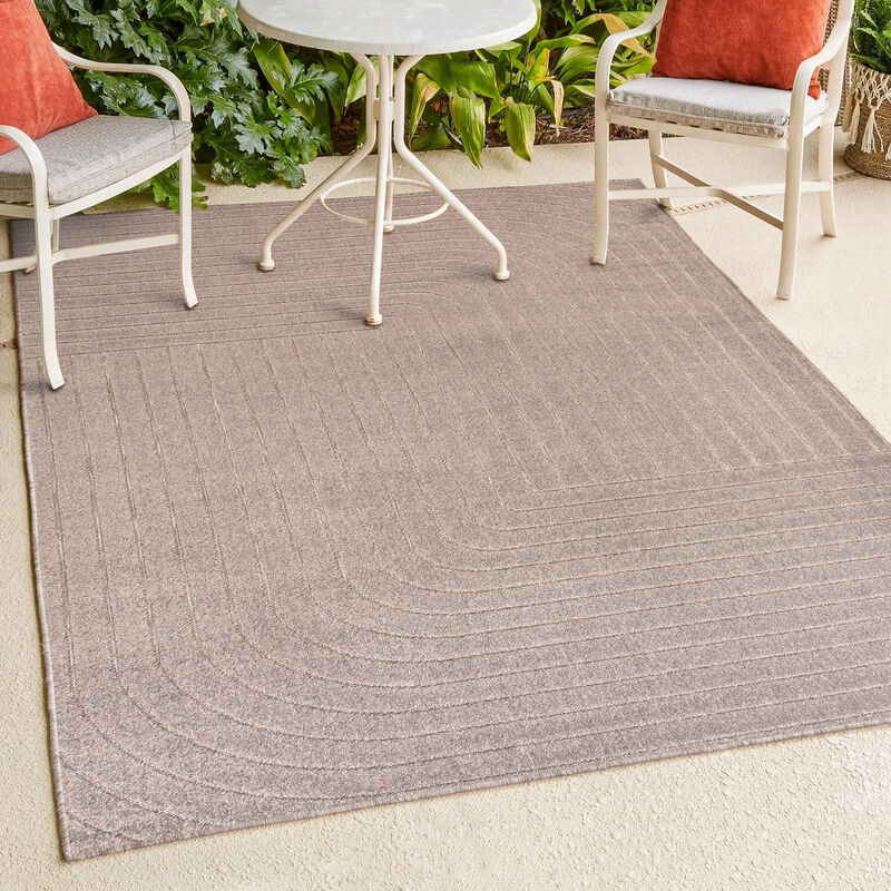 Odense High-Low Minimalist Angle Geometric Beige/Cream 4 ft. x 6 ft. Indoor/Outdoor Area Rug