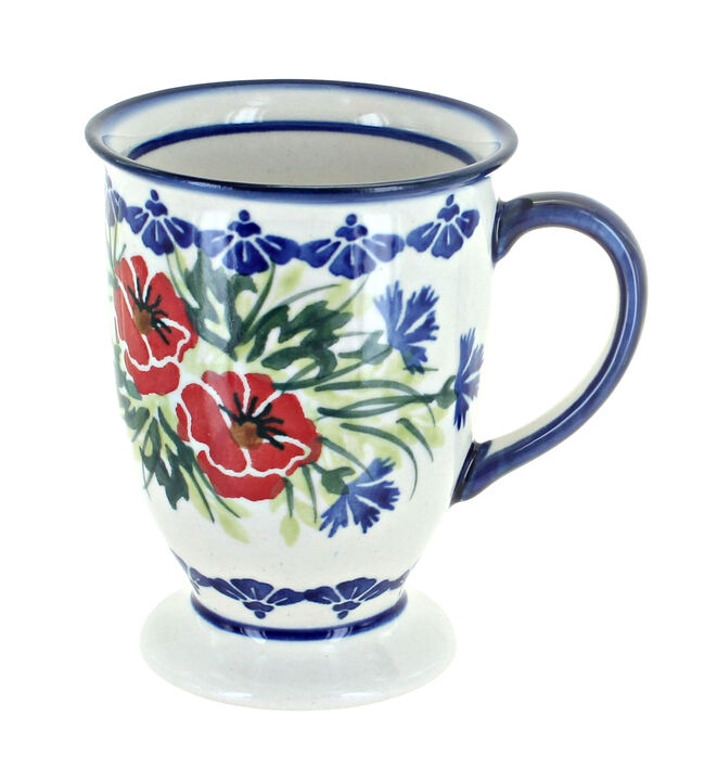 Blue Rose Polish Pottery Spring Butterfly Pedestal Mug