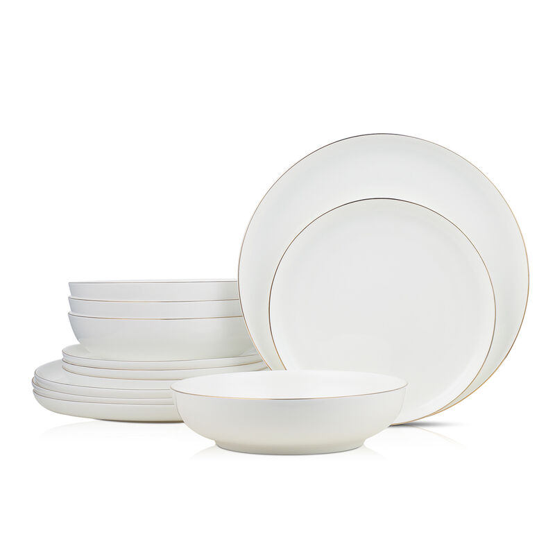 Stone Lain Gabrielle Bone China 24 Piece Dinnerware Set, White