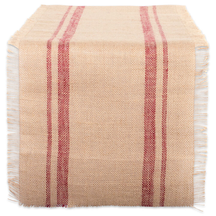 72" Beige and Barn Red Rectangular Double Border Table Runner