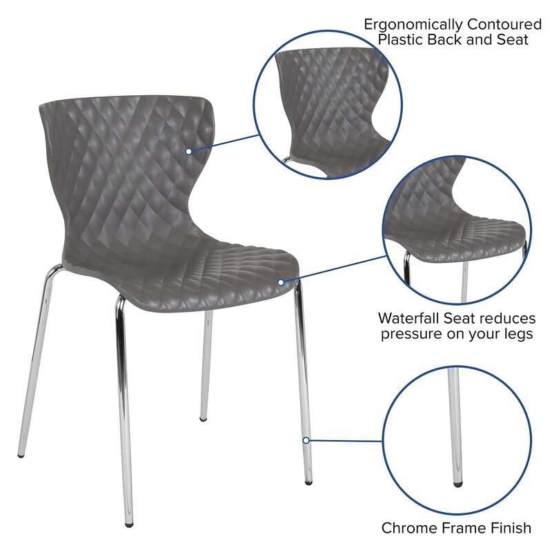Flash Furniture Lowell Contemporary Design Gray Plastic Stack Chair