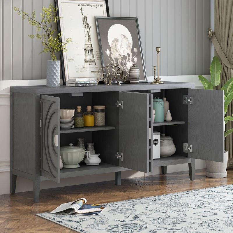 Merax Retro Circular Groove Door Sideboard