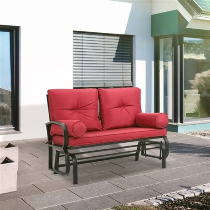 Steel Outdoor Garden Patio Rocking Glider Chair Loveseat with Cushions