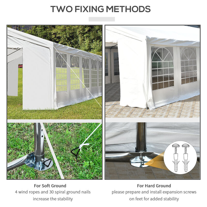 Outsunny 20' x 40' Heavy Duty Party Tent & Carport with Removable Sidewalls and Double Doors, Large Canopy Tent, Sun Shade Shelter, for Parties, Wedding, Outdoor Events, BBQ, White