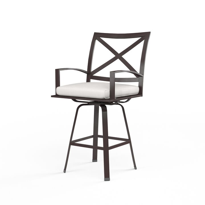 La Jolla Swivel Barstool in Canvas Flax w/ Self Welt