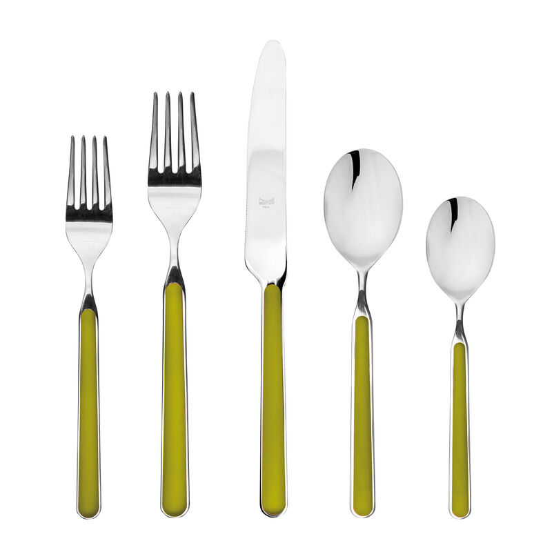 Fantasia 5-Piece Flatware Set in Olive Green