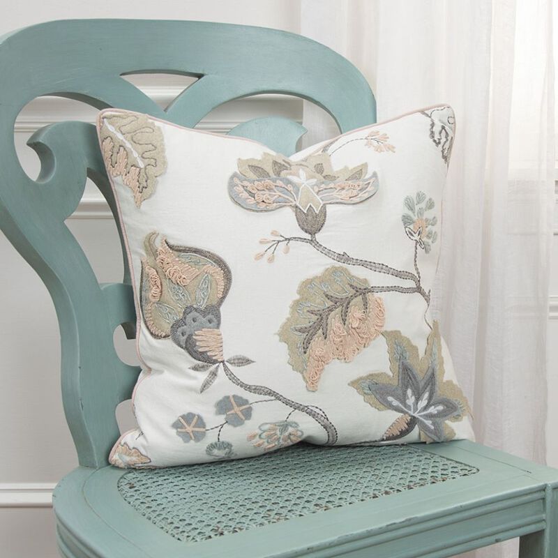 Homezia White Floral Jacobean Pattern Throw Pillow