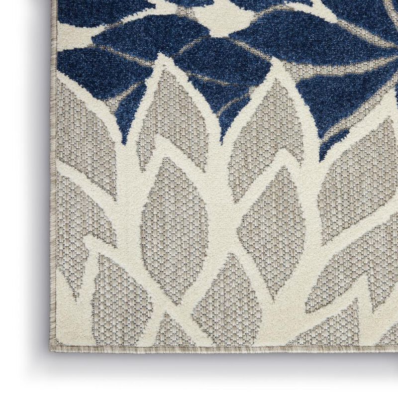 Nourison ALH05 Aloha Ivory/Navy Area Rug- 5'3 x 7'5