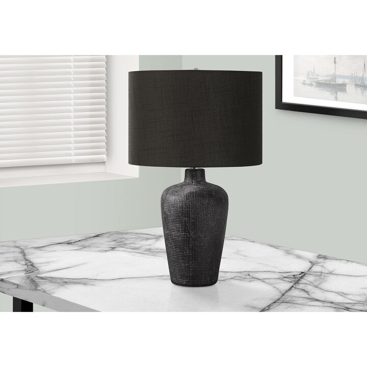 Monarch Specialties I 9621 - Lighting, Table Lamp, 24"H, Black Ceramic, Black Shade, Contemporary