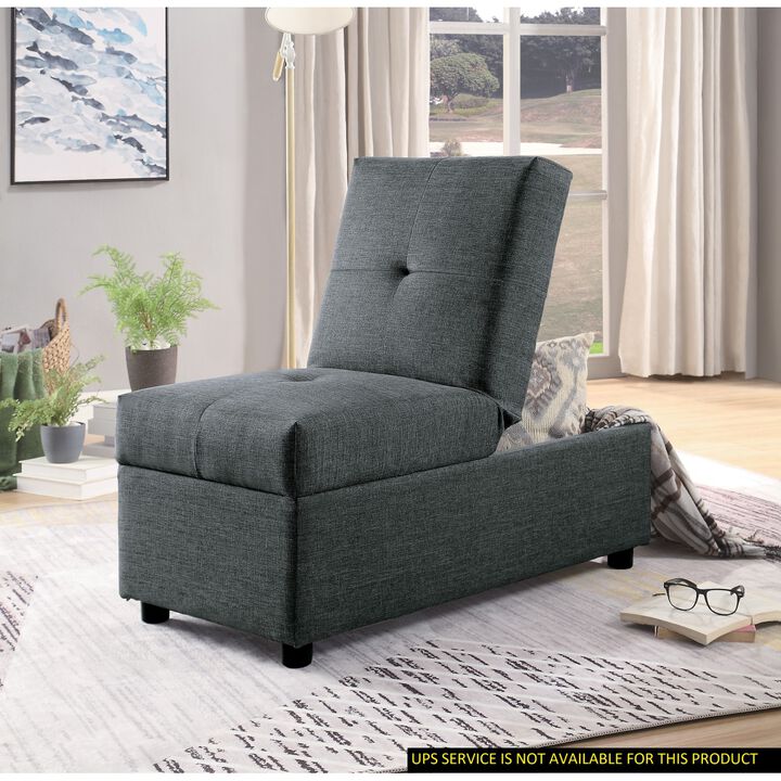 Gray Color Stylish 1pc Storage Ottoman Convertible Chair Foam Cushioned Fabric Upholstered Solid Wood Plywood Frame Living Room Furniture