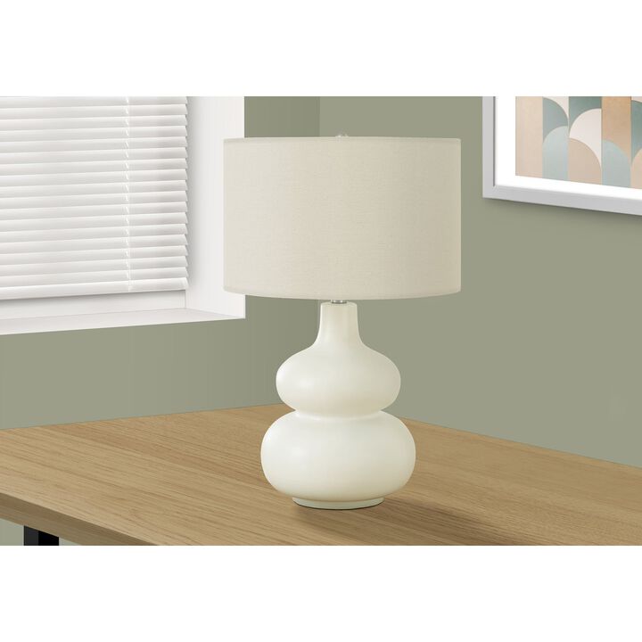 Monarch Specialties I 9608 - Lighting, 25"H, Table Lamp, Ivory / Cream Shade, Cream Ceramic, Contemporary