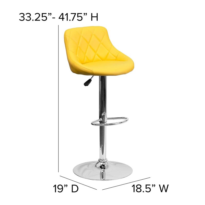 Flash Furniture Vinyl Adjustable Height Barstool, 1 Pack, Yellow