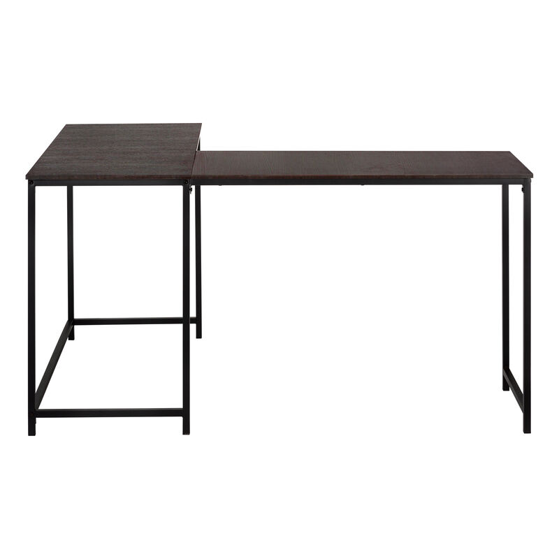 Monarch Specialties I 7390 Computer Desk, Home Office, Corner, 58"L, L Shape, Work, Laptop, Metal, Laminate, Brown, Black, Contemporary, Modern