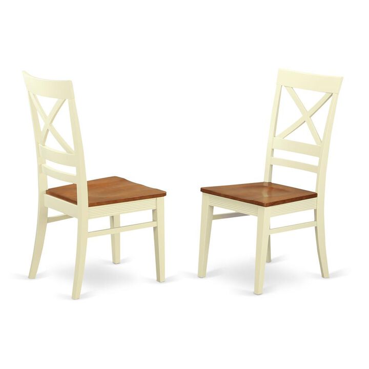 East West Furniture Quincy  Dining  Kitchen  dining  Chair  With  X-Back  in  Buttermilk  &  Cherry  Finish,  Set  of  2