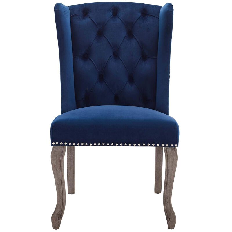 Modway Apprise French Vintage Tufted Performance Velvet Accent Dining Chair, Navy