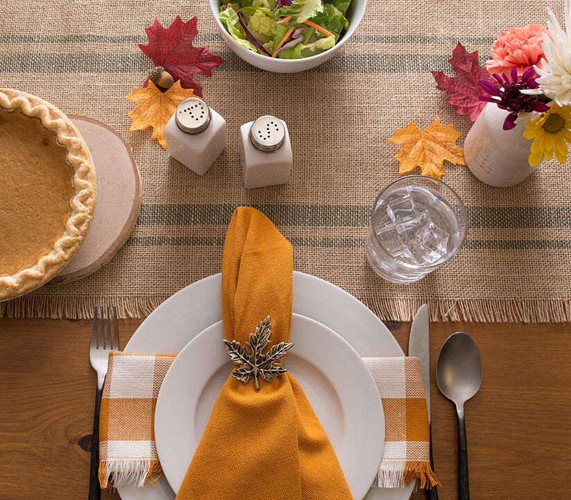 14" x 108" Pink And Gray Artichoke Double Border Burlap Table Runner