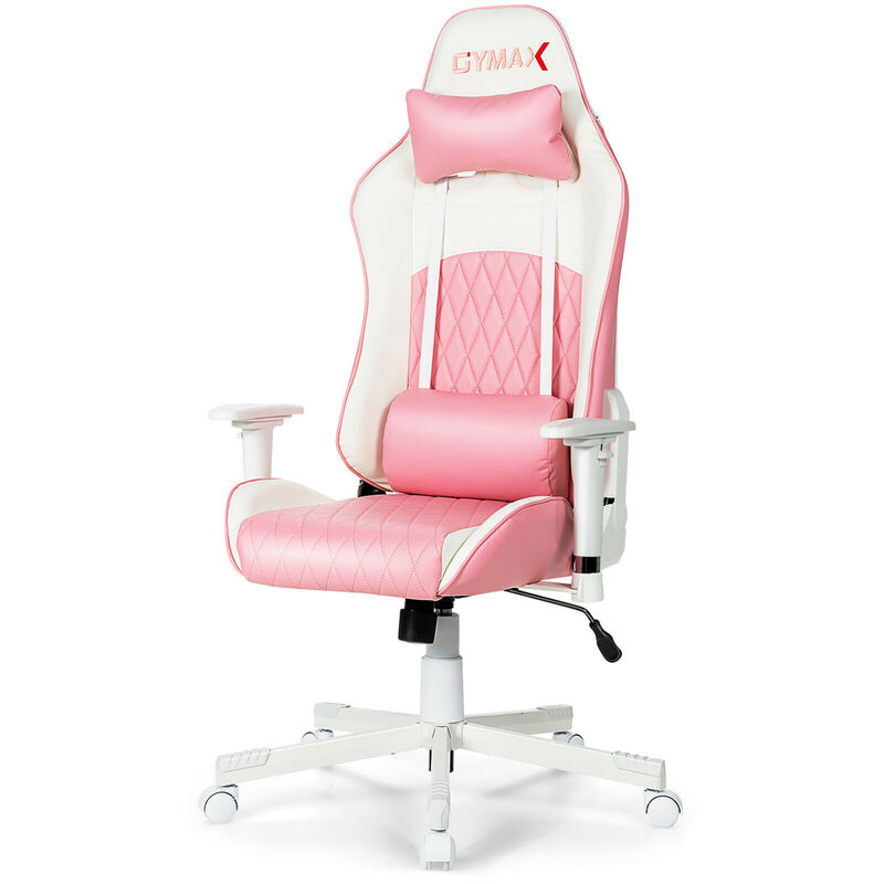 Costway Gaming Chair Racing Style Adjustable Swivel Computer Office Chair Pink