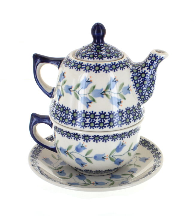 Blue Rose Polish Pottery Garden Bouquet Tea for One