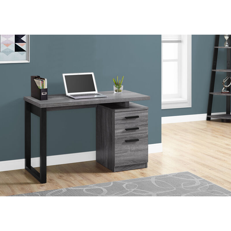 Monarch Specialties I 7295 Computer Desk, Home Office, Laptop, Left, Right Set-up, Storage Drawers, 48"L, Work, Laminate, Grey, Black, Contemporary, Modern