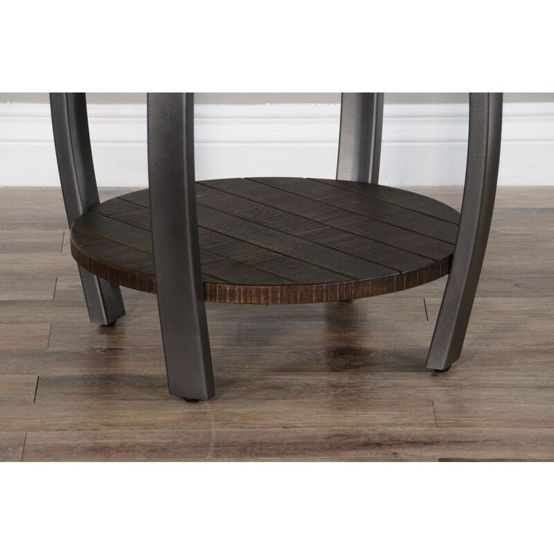 Sunny Designs Homestead 24 Mahogany Wood & Metal End Table in Tobacco Leaf