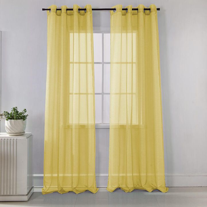 Ramallah Lonnie Grommet Curtain Panel - 54x90", Lemon