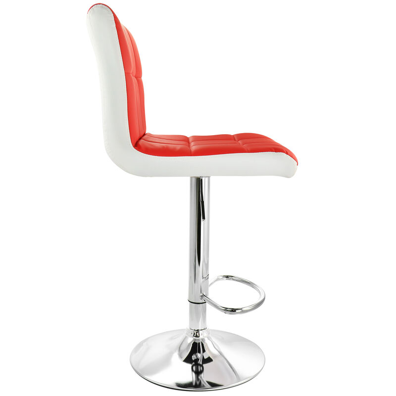 Elama 2 Piece Faux Leather Tufted Bar Stool in Red and White with Chrome Base