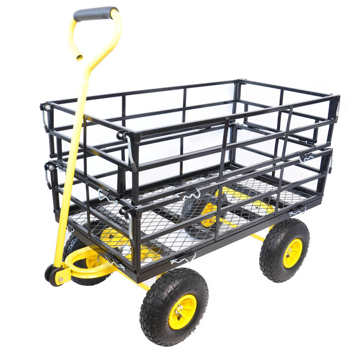 Wagon Cart Garden cart trucks make it easier to transport firewood Yellow+Black