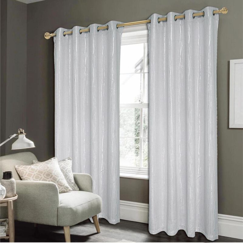 Rt Designers Collection Modern Iceland Metallic All Season Blackout Drapery Elegant Grommet Curtain Panel 54" X 84" Silver