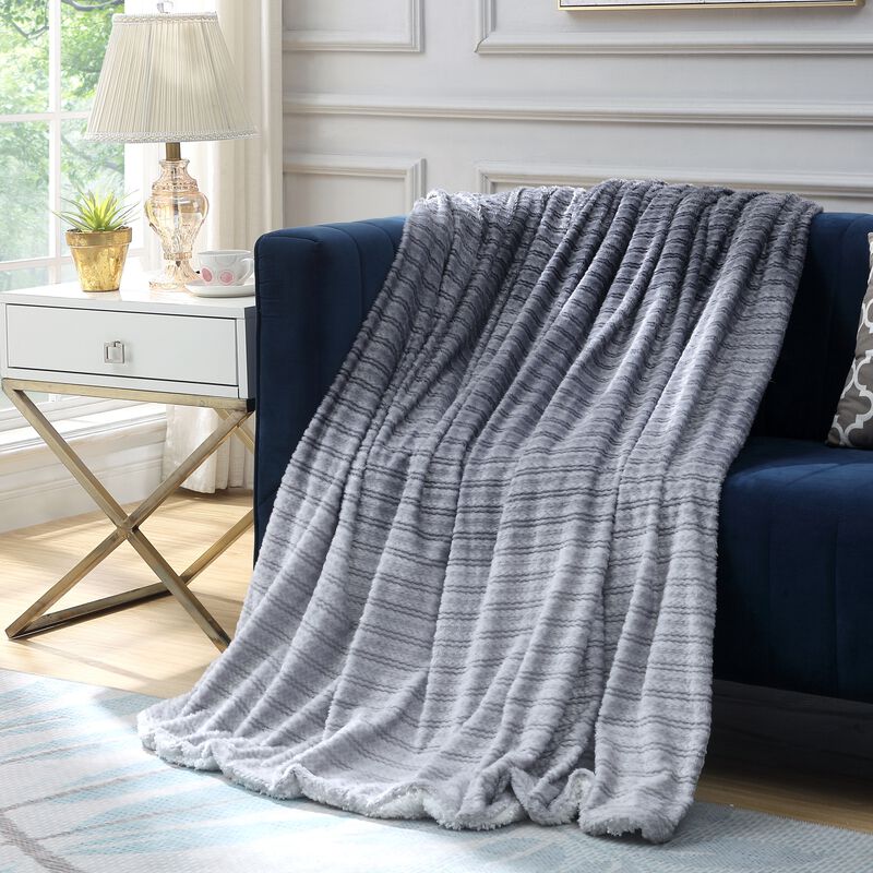 Cozy Tyme Laine Flannel Reversible Jacquard Throw 60"x70"