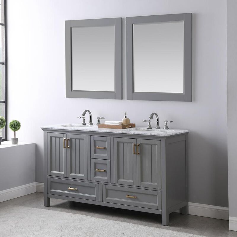 Altair 28 Rectangular Bathroom Wood Framed Wall Mirror in Classic Gray