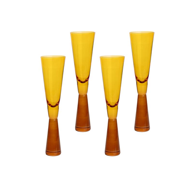 Flute Green Champagne Glasses - Set of 4