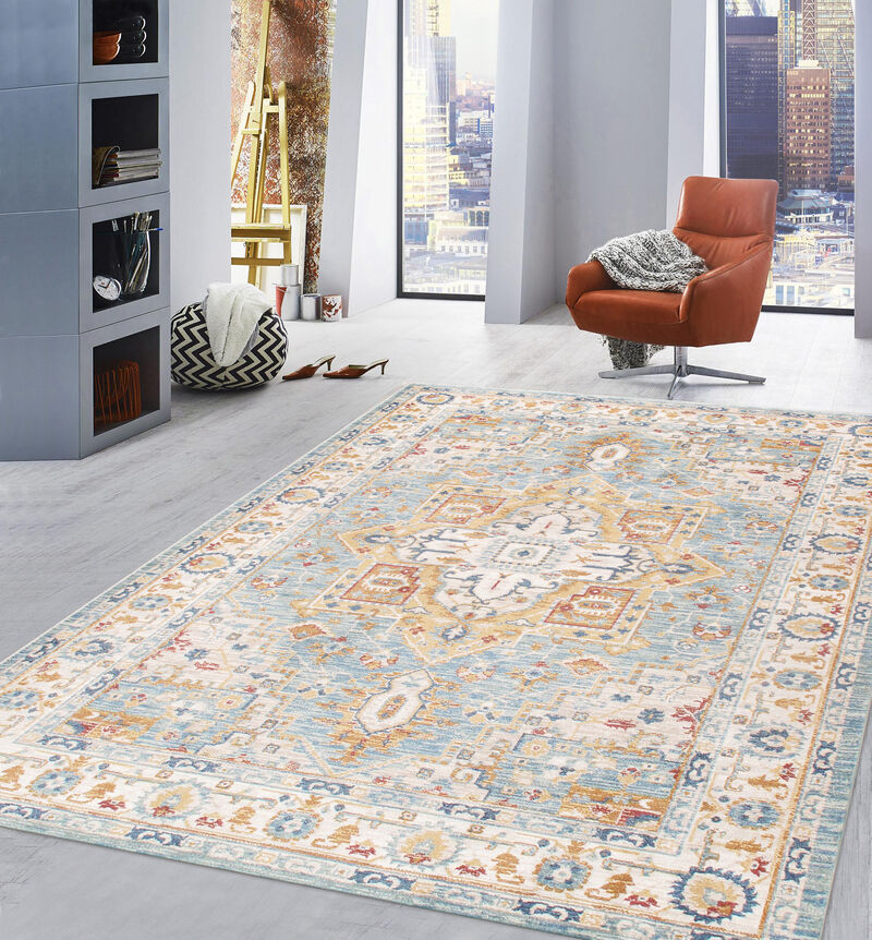 Pasargad Home Turkish Heritage Design L. Blue Area Rug-12' 0" X 15' 0"