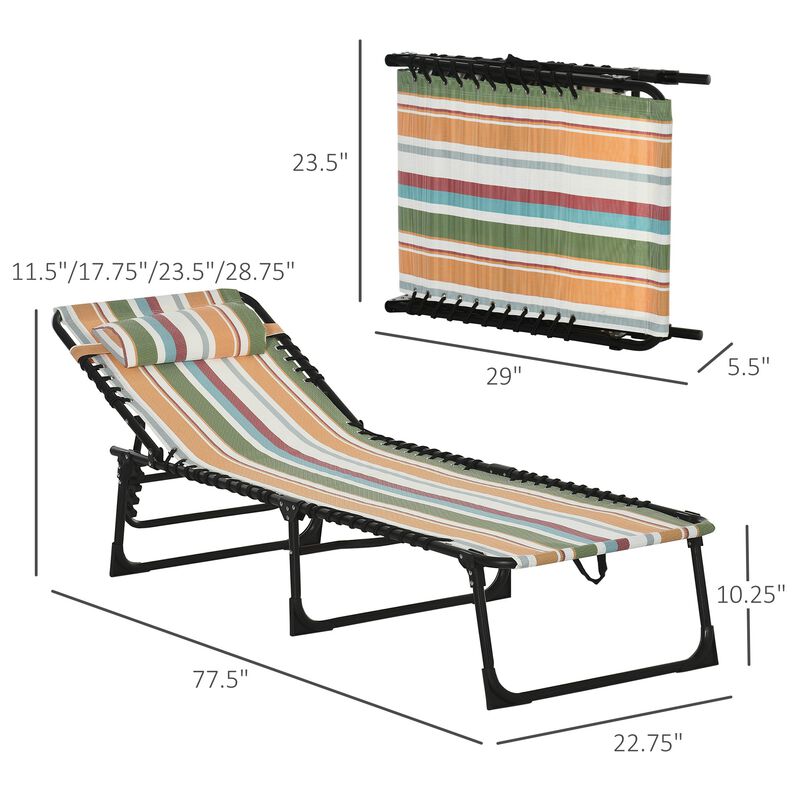 Colored Sun Lounger: Folding Chaise with 4-Position Backrest for Patio, Deck