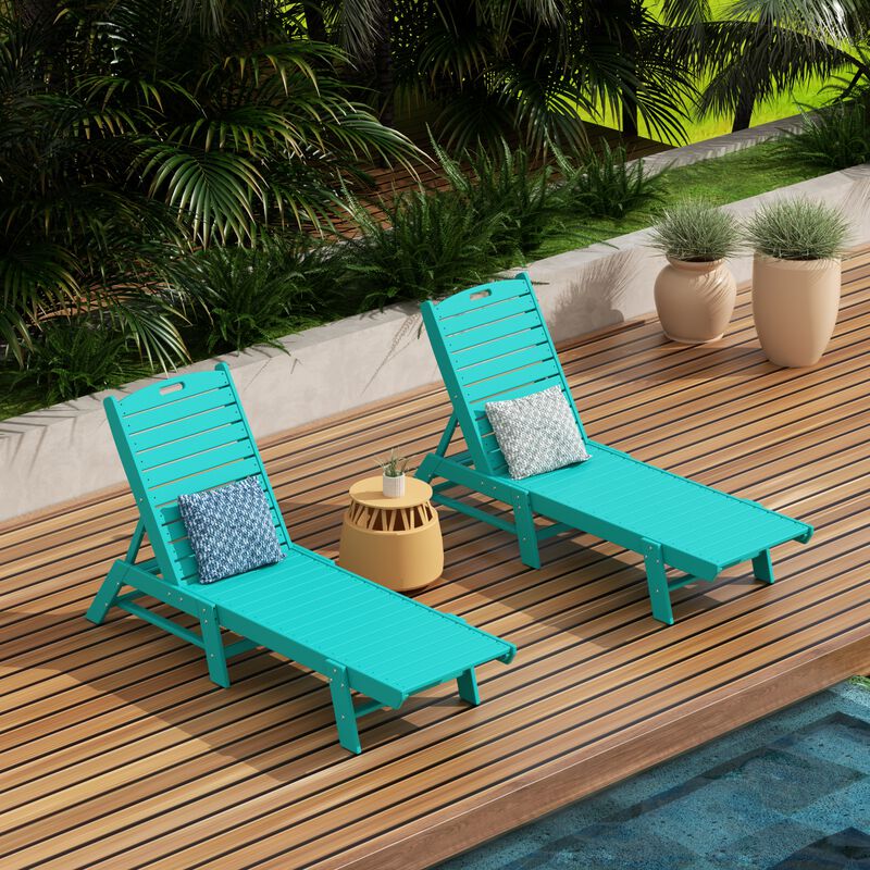 Reclining Outdoor Patio Adjustable Chaise Lounge Chair (Set of 2)