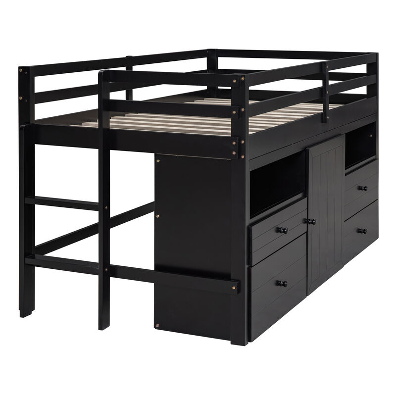 Merax Loft Bed with 4 Drawers