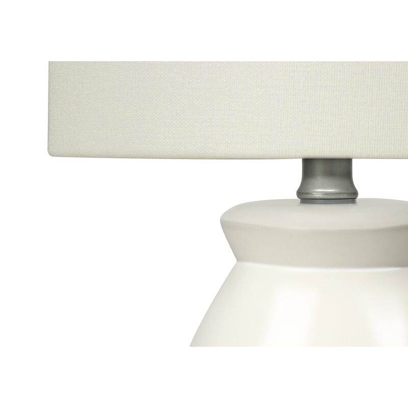 Monarch Specialties I 9740 - Lighting, 17"H, Table Lamp, Cream Ceramic, Ivory / Cream Shade, Modern