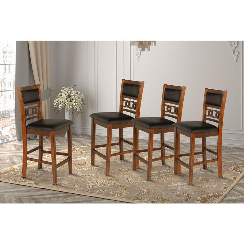 New Classic Furniture Gia Brown Wood Counter Chair with PU Seat (Set of 4)