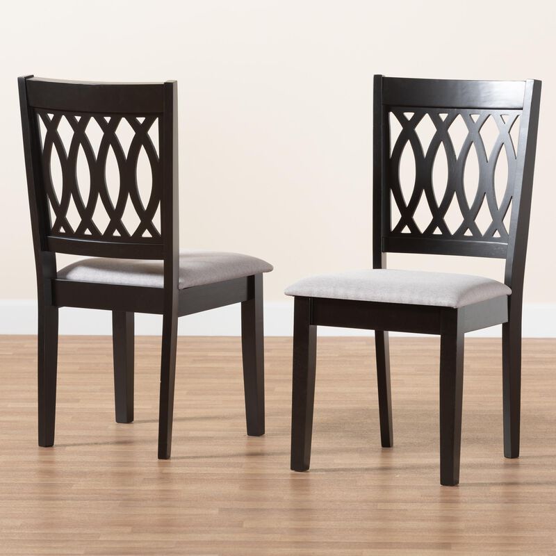 Baxton Studio Florencia Modern Grey Fabric and Walnut Brown Finished Wood 2-Piece Dining Chair Set