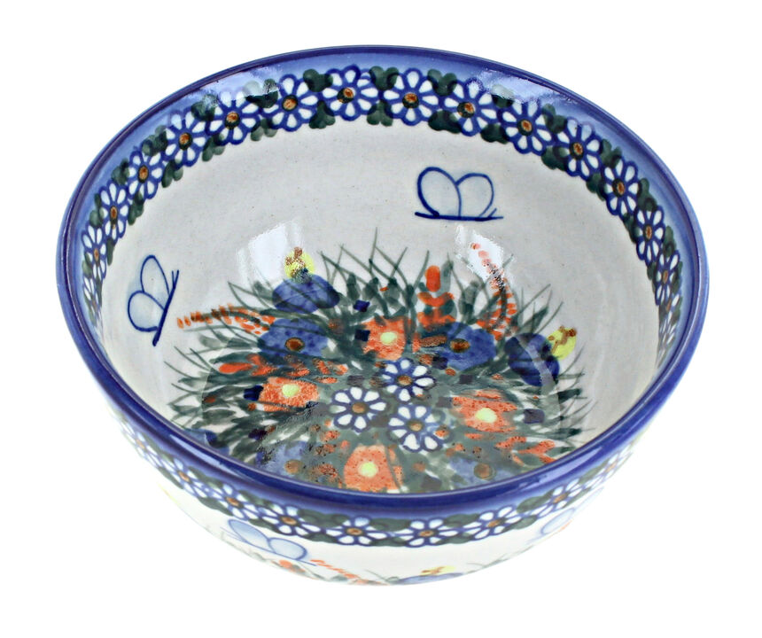 Blue Rose Polish Pottery Yellow Daisy Cereal/Soup Bowl