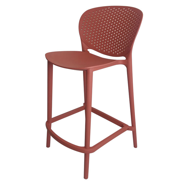 Celin 26 Inch Counter Stool Chair, Set of 4, Stackable, Mesh Back, Orange - Benzara