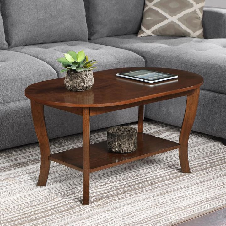 Convenience Concepts American Heritage Oval Coffee Table with Shelf