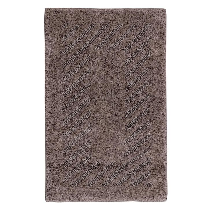 Knightsbridge Diagonal Racetrack 100% Cotton Reversible Bath Rug 17 X 24 Stone