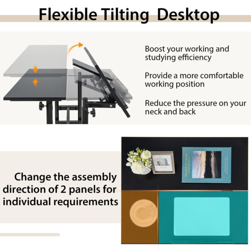 Mobile Standing up Desk Adjustable Computer Desk Tilting Workstation