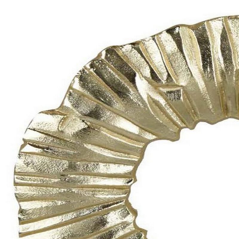 23 Inch Modern Tabletop Decorative Statue, Solid Ring Design, Gold Metal - Benzara